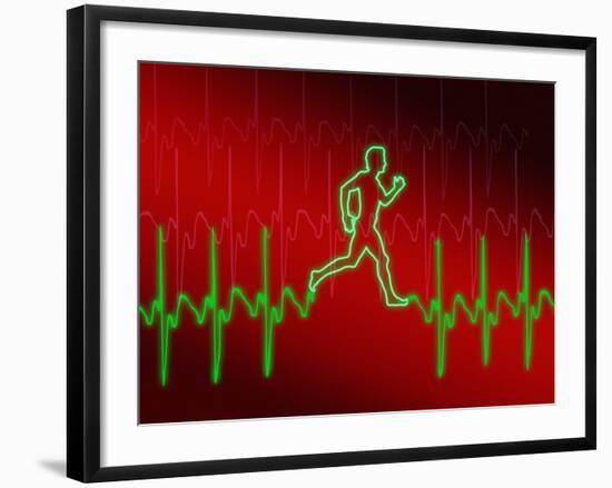 ECG And Man Running-PASIEKA-Framed Photographic Print