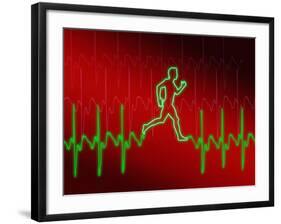 ECG And Man Running-PASIEKA-Framed Photographic Print