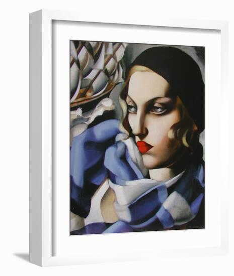 Echarpe Bleue-Tamara de Lempicka-Framed Premium Giclee Print