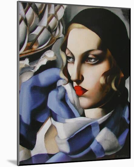 Echarpe Bleue-Tamara de Lempicka-Mounted Premium Giclee Print