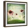 Echinacea Flowers in Fantasy Landscape-Melpomene-Framed Photographic Print