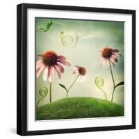 Echinacea Flowers in Fantasy Landscape-Melpomene-Framed Photographic Print