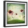 Echinacea Flowers in Fantasy Landscape-Melpomene-Framed Photographic Print