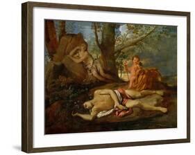 Echo and Narcissus or the Death of Narcissus-Nicolas Poussin-Framed Giclee Print