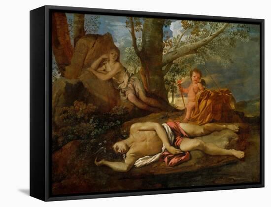 Echo and Narcissus or the Death of Narcissus-Nicolas Poussin-Framed Stretched Canvas