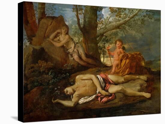 Echo and Narcissus or the Death of Narcissus-Nicolas Poussin-Stretched Canvas