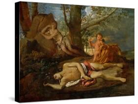 Echo and Narcissus or the Death of Narcissus-Nicolas Poussin-Stretched Canvas