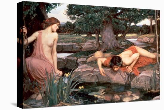 Echo and Narcissus-John William Waterhouse-Stretched Canvas