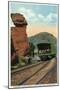 Echo Canyon, Utah - Overland Limited Train Passing Pulpit Rock, c.1917-Lantern Press-Mounted Art Print