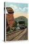 Echo Canyon, Utah - Overland Limited Train Passing Pulpit Rock, c.1917-Lantern Press-Stretched Canvas