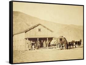 Echo City, Utah Territory Stagecoach And Stop, ca. 1869-Andrew Russell-Framed Stretched Canvas