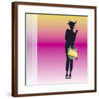 Eclectic Girl (pink)-Puntoos-Framed Art Print