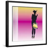 Eclectic Girl (pink)-Puntoos-Framed Art Print