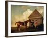Eclipse', a Dark Chestnut Racehorse Held by a Groom, with a Jockey, Possibly Jack Oakley, by the…-George Stubbs-Framed Giclee Print