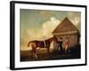 Eclipse', a Dark Chestnut Racehorse Held by a Groom, with a Jockey, Possibly Jack Oakley, by the…-George Stubbs-Framed Giclee Print