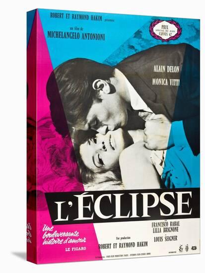 Eclipse, (aka L'Eclisse), Alain Delon, Monica Vitti on French Poster Art, 1962-null-Stretched Canvas