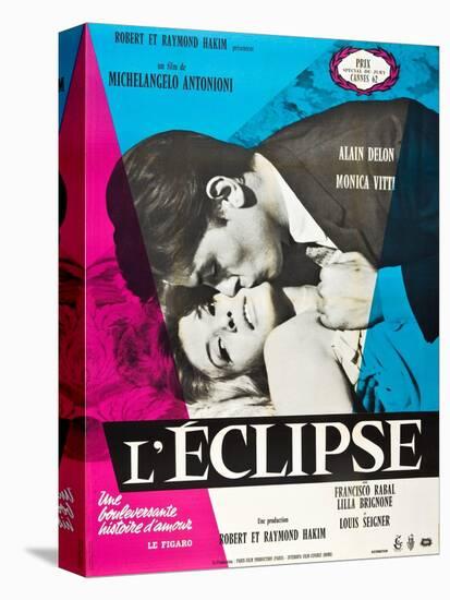 Eclipse, (aka L'Eclisse), Alain Delon, Monica Vitti on French Poster Art, 1962-null-Stretched Canvas