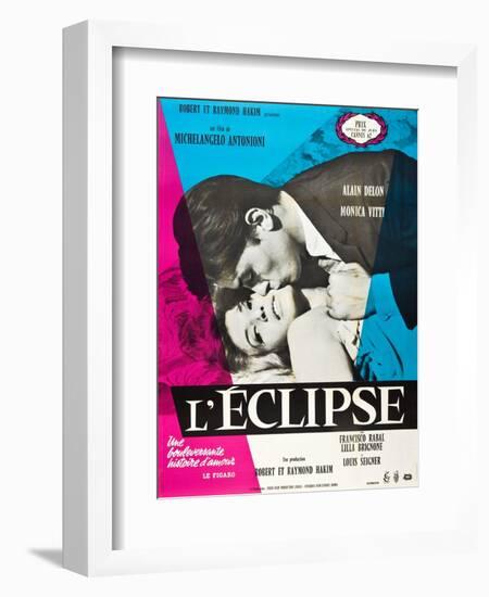 Eclipse, (aka L'Eclisse), Alain Delon, Monica Vitti on French Poster Art, 1962-null-Framed Art Print