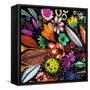 Eclosion Black Linen-Sylvie Demers-Framed Stretched Canvas