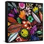 Eclosion Black Linen-Sylvie Demers-Framed Stretched Canvas