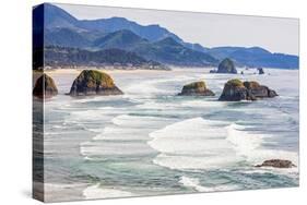 Ecola State Park, Oregon, USA. Sea stacks and surf at Ecola State Park on the Oregon coast.-Emily Wilson-Stretched Canvas