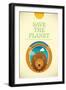 Ecology Poster with Comic Lion. Vector Illustration.-Radoman Durkovic-Framed Art Print