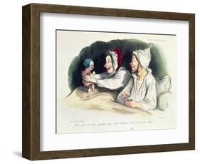 Ecstatic Parents with their New Baby-Honore Daumier-Framed Giclee Print