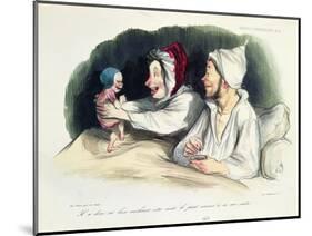 Ecstatic Parents with their New Baby-Honore Daumier-Mounted Giclee Print