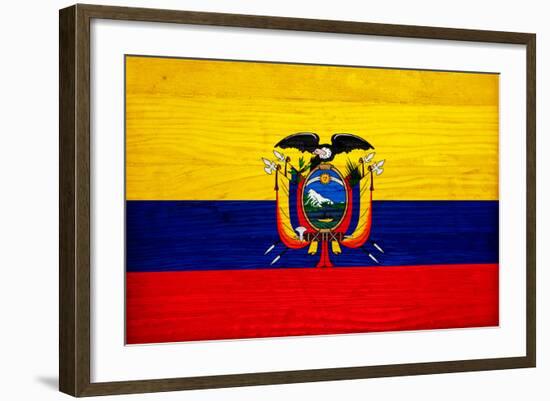 Ecuador Flag Design with Wood Patterning - Flags of the World Series-Philippe Hugonnard-Framed Art Print