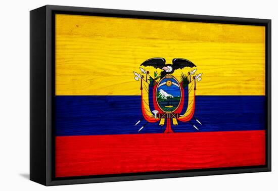 Ecuador Flag Design with Wood Patterning - Flags of the World Series-Philippe Hugonnard-Framed Stretched Canvas