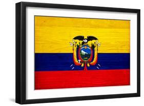 Ecuador Flag Design with Wood Patterning - Flags of the World Series-Philippe Hugonnard-Framed Art Print