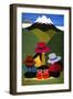 Ecuador, Otavalo. Woven wallhangings displaying scenes of Andean life and culture-Kymri Wilt-Framed Photographic Print