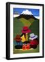 Ecuador, Otavalo. Woven wallhangings displaying scenes of Andean life and culture-Kymri Wilt-Framed Photographic Print