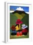 Ecuador, Otavalo. Woven wallhangings displaying scenes of Andean life and culture-Kymri Wilt-Framed Photographic Print