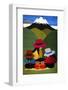 Ecuador, Otavalo. Woven wallhangings displaying scenes of Andean life and culture-Kymri Wilt-Framed Photographic Print