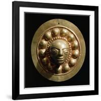 Ecuador, Pre-Columbian Civilization, Goldsmithery ,Golden Disc with Face in Relief-null-Framed Giclee Print