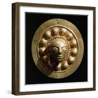 Ecuador, Pre-Columbian Civilization, Goldsmithery ,Golden Disc with Face in Relief-null-Framed Giclee Print