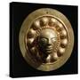 Ecuador, Pre-Columbian Civilization, Goldsmithery ,Golden Disc with Face in Relief-null-Stretched Canvas