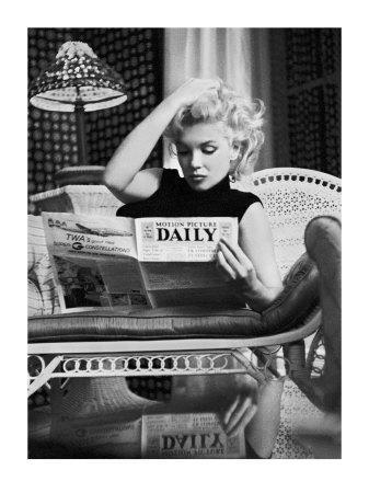 Marilyn Monroe Reading Motion Picture Daily, New York, c.1955