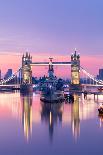 Sunrise view of HMS Belfast and Tower Bridge reflected in River Thames-Ed Hasler-Photographic Print