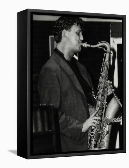 Ed Jones Playing Tenor Saxophone at the Fairway, Welwyn Garden City, Hertfordshire, 1992-Denis Williams-Framed Stretched Canvas