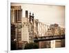 Ed Koch Queensboro Bridge, Roosevelt Island Tram Station, Manhattan, New York, Vintage-Philippe Hugonnard-Framed Photographic Print