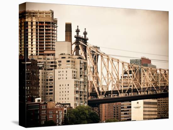 Ed Koch Queensboro Bridge, Roosevelt Island Tram Station, Manhattan, New York, Vintage-Philippe Hugonnard-Stretched Canvas