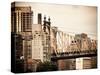 Ed Koch Queensboro Bridge, Roosevelt Island Tram Station, Manhattan, New York, Vintage-Philippe Hugonnard-Stretched Canvas
