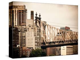 Ed Koch Queensboro Bridge, Roosevelt Island Tram Station, Manhattan, New York, Vintage-Philippe Hugonnard-Stretched Canvas