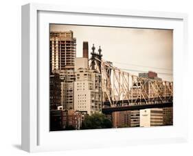 Ed Koch Queensboro Bridge, Roosevelt Island Tram Station, Manhattan, New York, Vintage-Philippe Hugonnard-Framed Premium Photographic Print