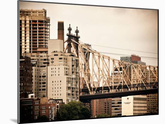 Ed Koch Queensboro Bridge, Roosevelt Island Tram Station, Manhattan, New York, Vintage-Philippe Hugonnard-Mounted Premium Photographic Print