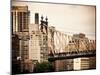 Ed Koch Queensboro Bridge, Roosevelt Island Tram Station, Manhattan, New York, Vintage-Philippe Hugonnard-Mounted Photographic Print