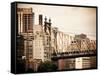 Ed Koch Queensboro Bridge, Roosevelt Island Tram Station, Manhattan, New York, Vintage-Philippe Hugonnard-Framed Stretched Canvas