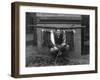 Eddie Bauer with steelhead trout Photograph - Seattle, WA-Lantern Press-Framed Art Print